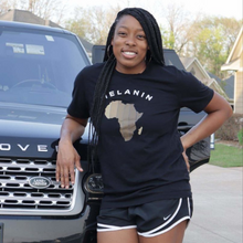 Load image into Gallery viewer, African Melanin tshirt | Crowned by Jelani  tee ladies and unisex sizes