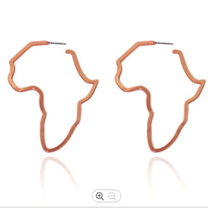 Africa Map hoop fashion earrings  rose gold