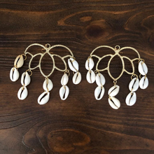Load image into Gallery viewer, Cowrie Shell Butterfly earrings by Crowned by Jelani