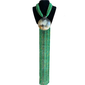 Duniani sea green necklace from West Africa. 