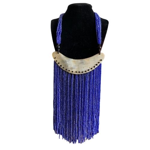 Mwezi, blue necklace from West Africa. 