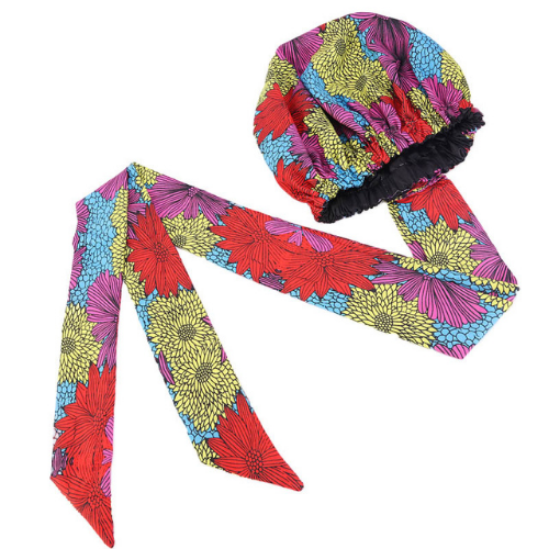 Nia African print satin lined bonnet 