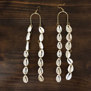 Cowrie Shell arch earrings by Crowned by Jelani