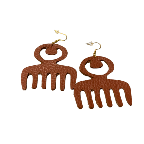   Duafe genuine leather handmade Adinkra earrings