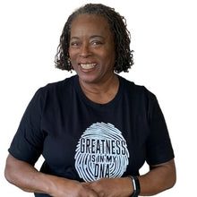 Load image into Gallery viewer, Greatness is in my DNA tshirt | Crowned by Jelani tee  ladies and unisex sizes